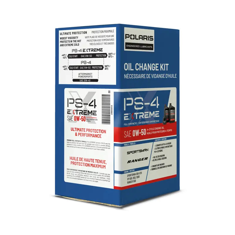 Polaris Full Synthetic Oil Change Kit, 2 Qts. PS-4 Extreme Engine Oil, 1 Oil Filter and Washer - 2890055