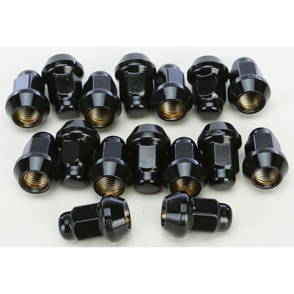 10mmx1.25 Tapered Lug Nuts Black 60' 14mm Head 16/Pk