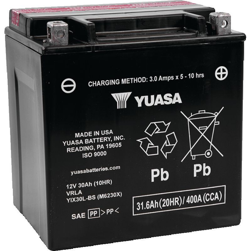 Yuasa YIX30L-BS High Performance Maintenance Free AGM 12-Volt Battery w/Bottle