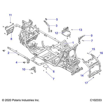 Polaris ATV BRKT-CAB Support,Front,RH,BLK, Genuine OEM Part 5266608-329, Qty 1