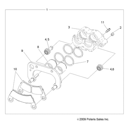 Polaris Ranger Right Hand Dual Bore Brake Caliper Assembly, Genuine OEM Part 1911632, Qty 1