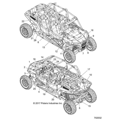 Polaris RZR Hood Center Decal, XP, Genuine OEM Part 7186555, Qty 1