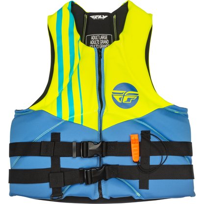 Neoprene Flotation Vest Blue/Hi Vis/Teal Md