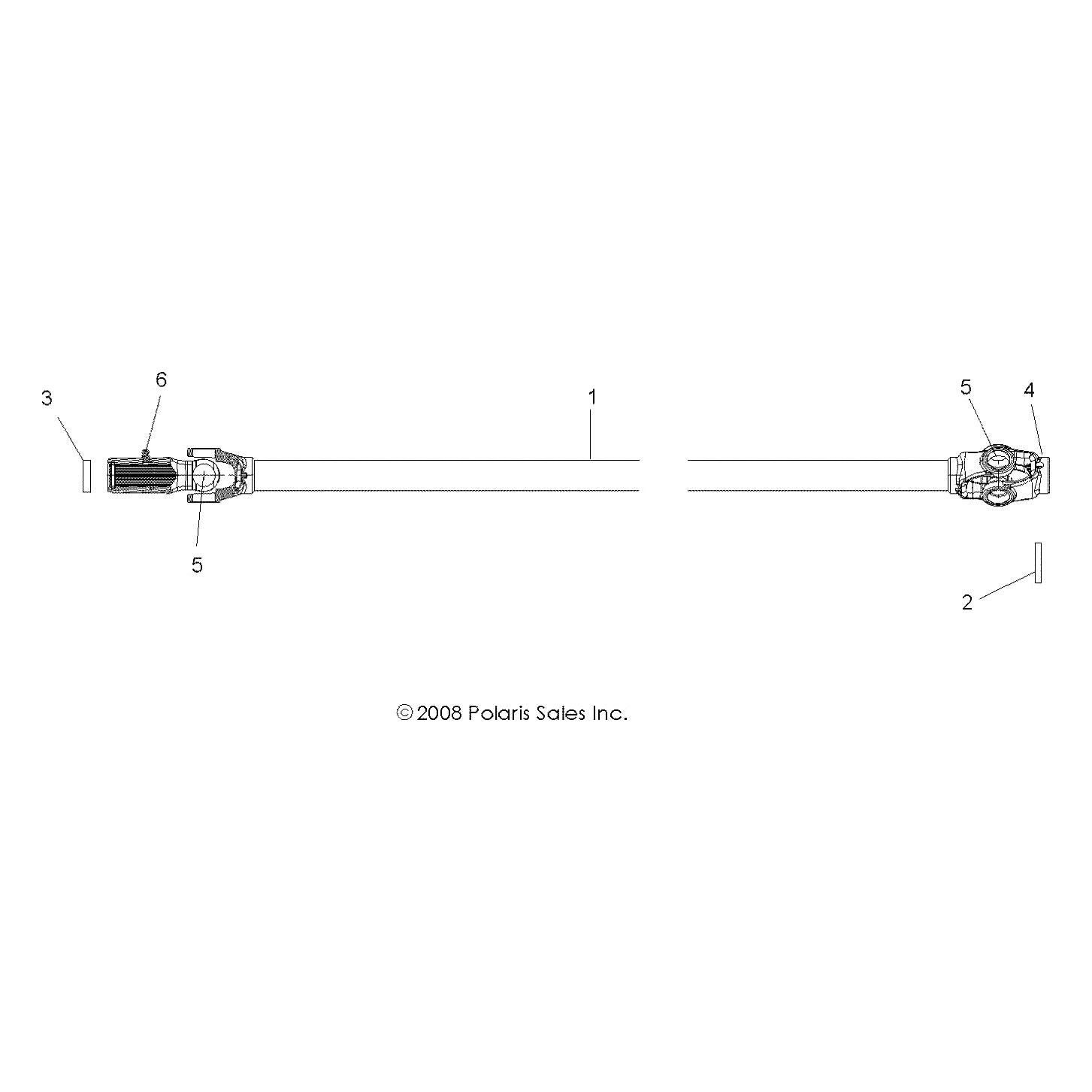 Polaris RZR Propshaft, Front, Genuine OEM Part 1332651, Qty 1