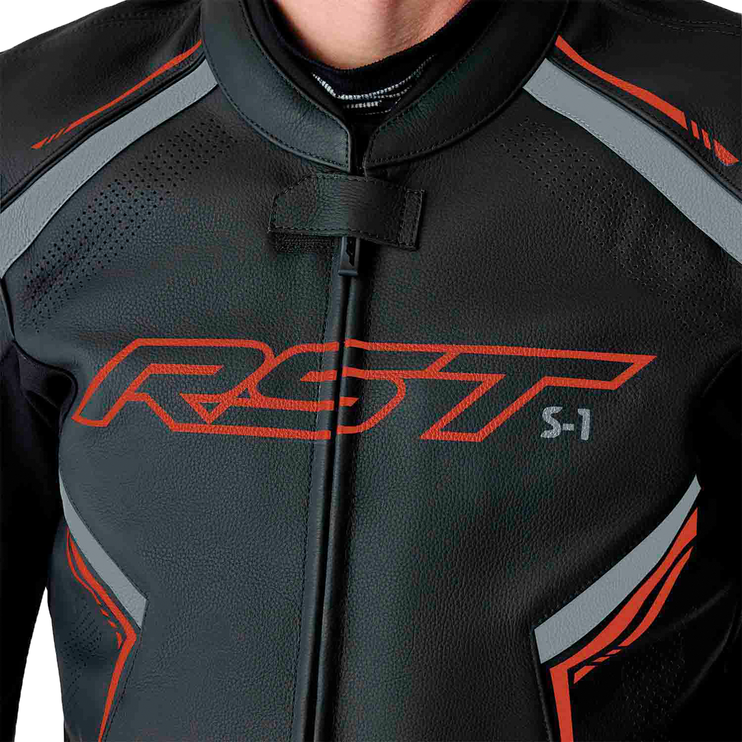 S1 D3o Leather Jacket Blk/Gry/Red 3x