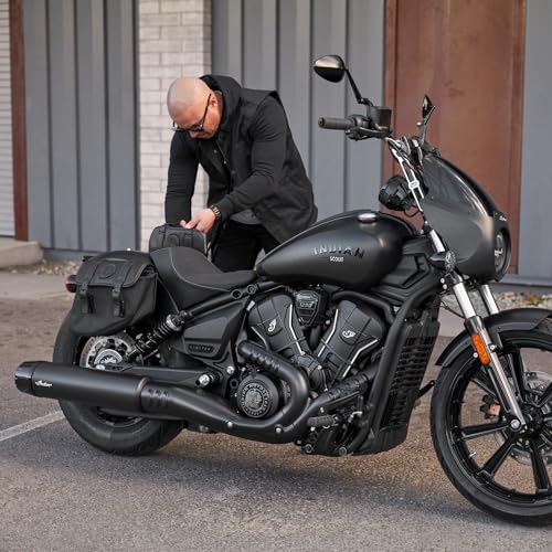 Indian Motorcycle Saddle Bag Left-Hand for Specific Scout Models, Black Waterproof Motorcycle Side Bag, Powersports Saddle Bags for Motorcycle Storage, Qty 1-2890283-VBA