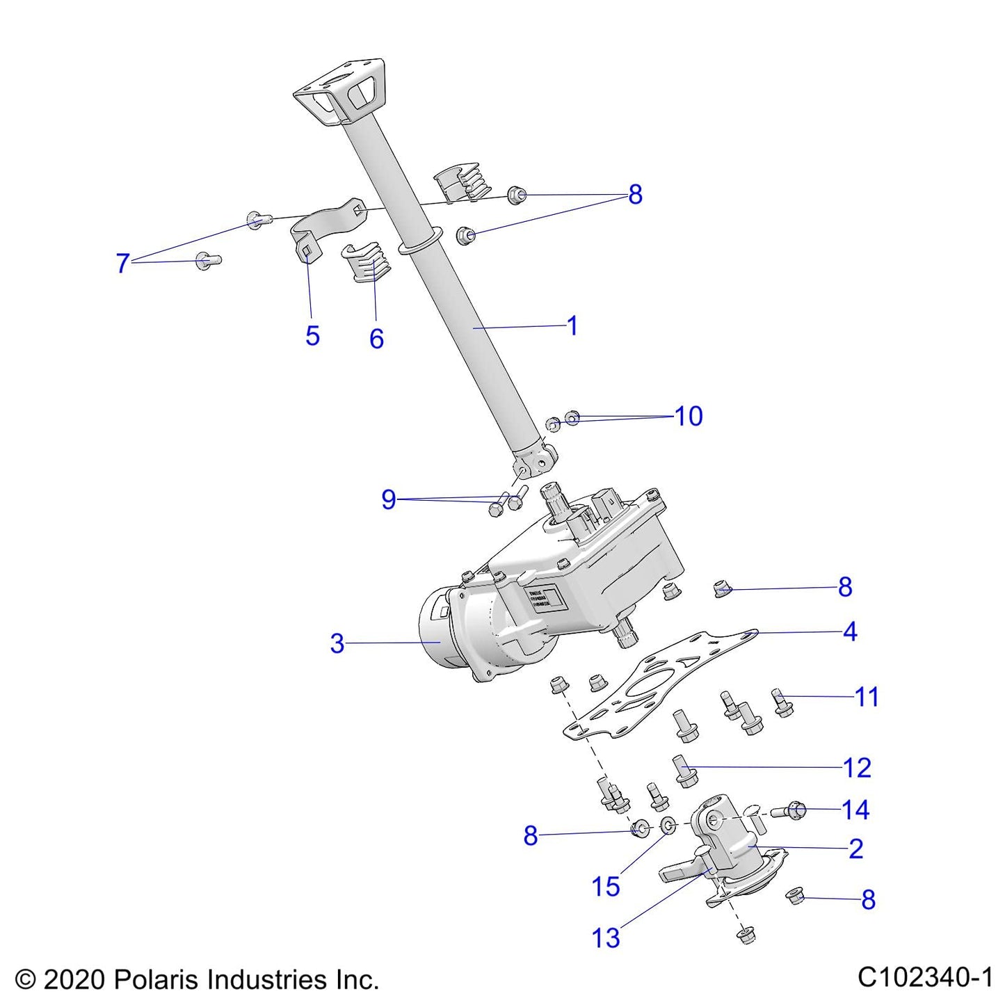 Polaris ATV Steering Post Weld, Upper, Black, Genuine OEM Part 1824934-329, Qty 1