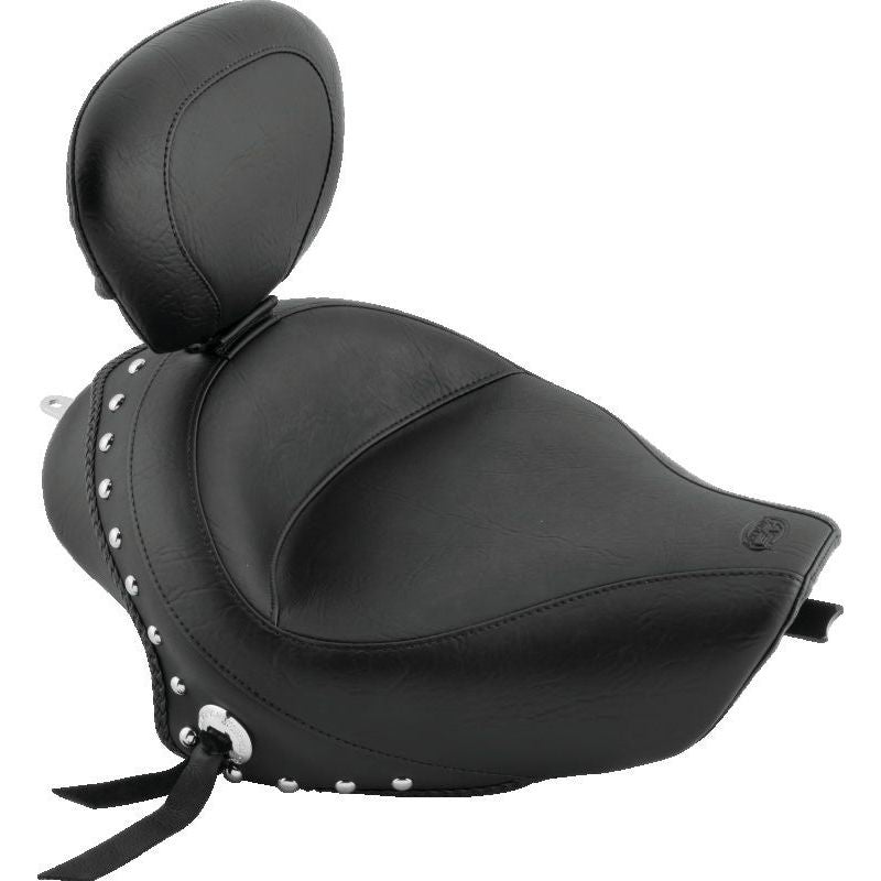 Mustang 04-21 Harley Sportster 3.3 Wide Stud Touring Solo Seat w/Driver Backrest - Black