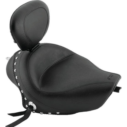 Mustang 04-21 Harley Sportster 3.3 Wide Stud Touring Solo Seat w/Driver Backrest - Black