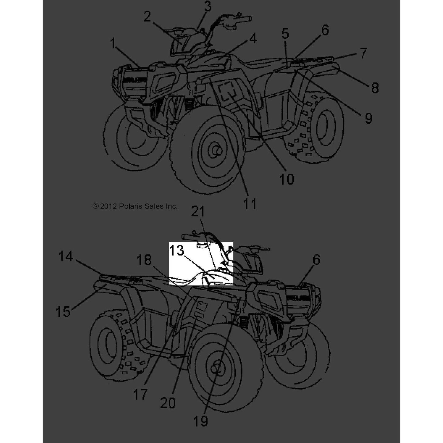 Polaris ATV Side Decal, Right, Sportsman 110 EFI, Genuine OEM Part 7182768, Qty 1