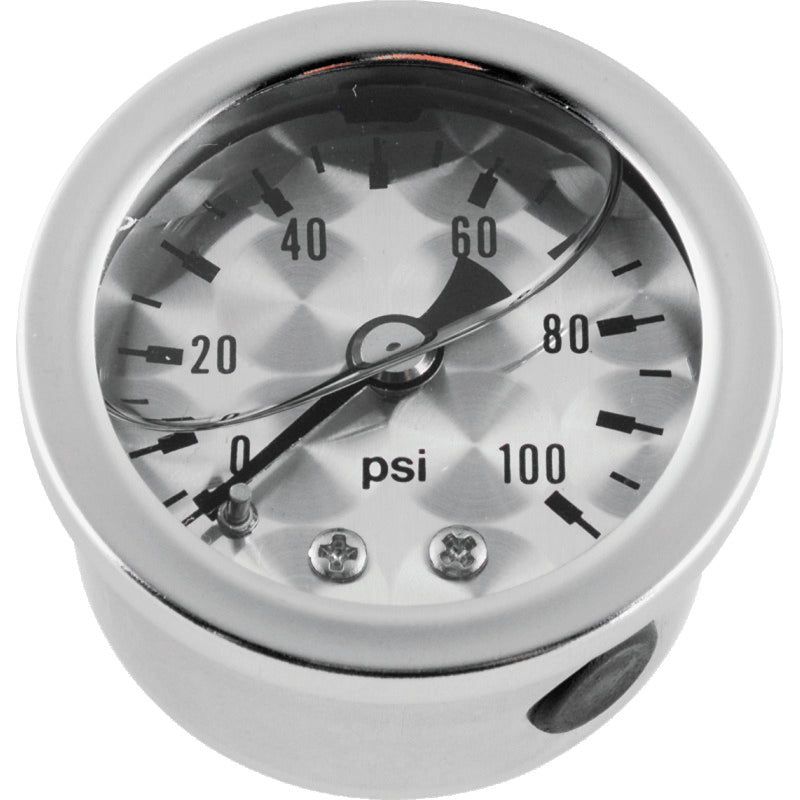 Bikers Choice 0-100 PSI Oil Pressure Gauge Engine Turned Face SS Bezel Liquid Filled Universal Cstm