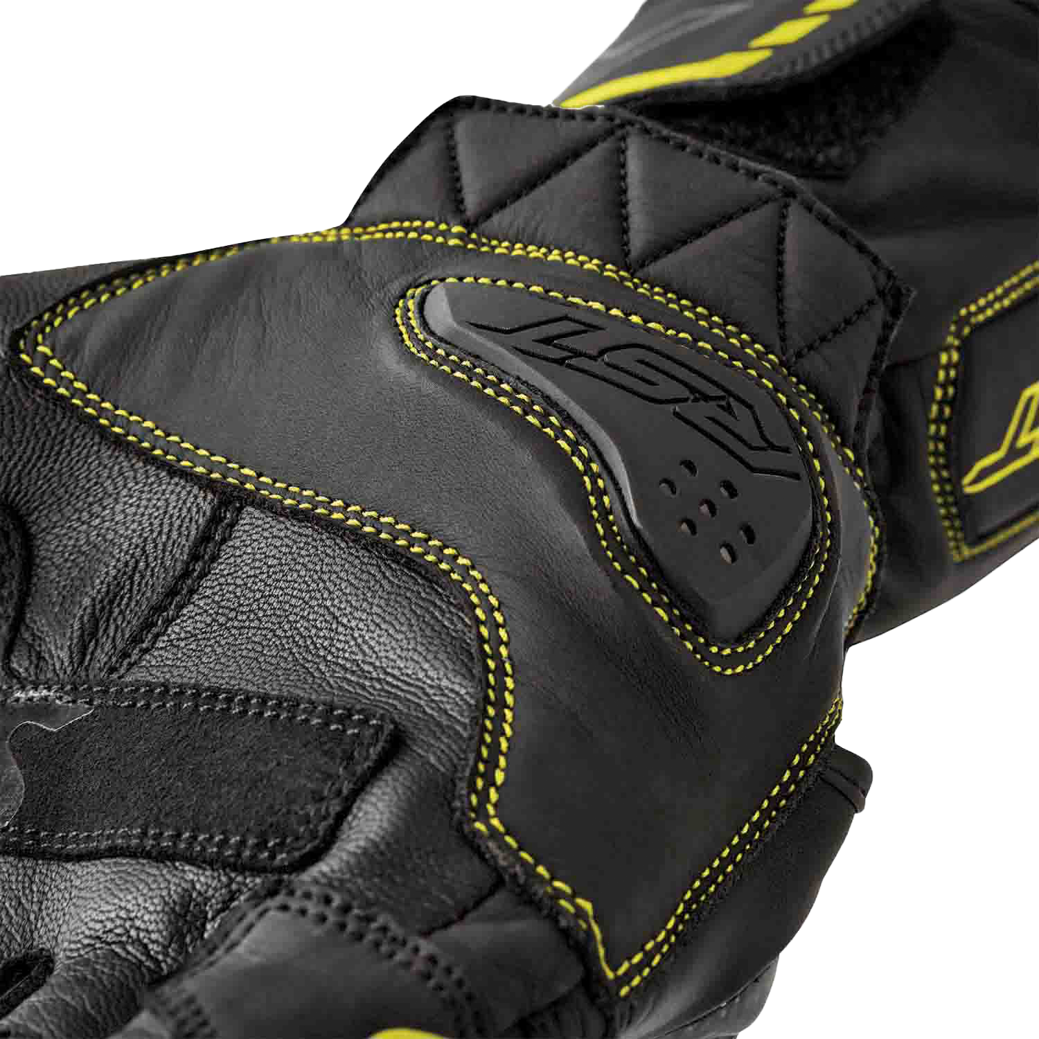 S1 Glove Blk/Flo Yel Leather Lg