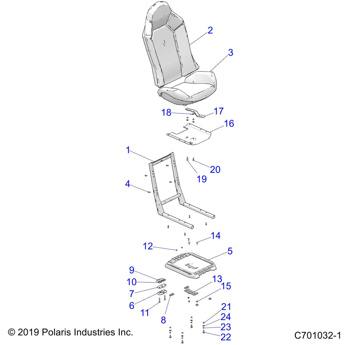 Polaris RZR Seat Bottom Assemby, Genuine OEM Part 2687878, Qty 1