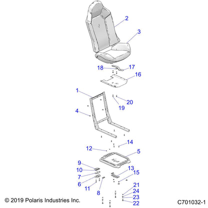 Polaris RZR Seat Bottom Assemby, Genuine OEM Part 2687878, Qty 1