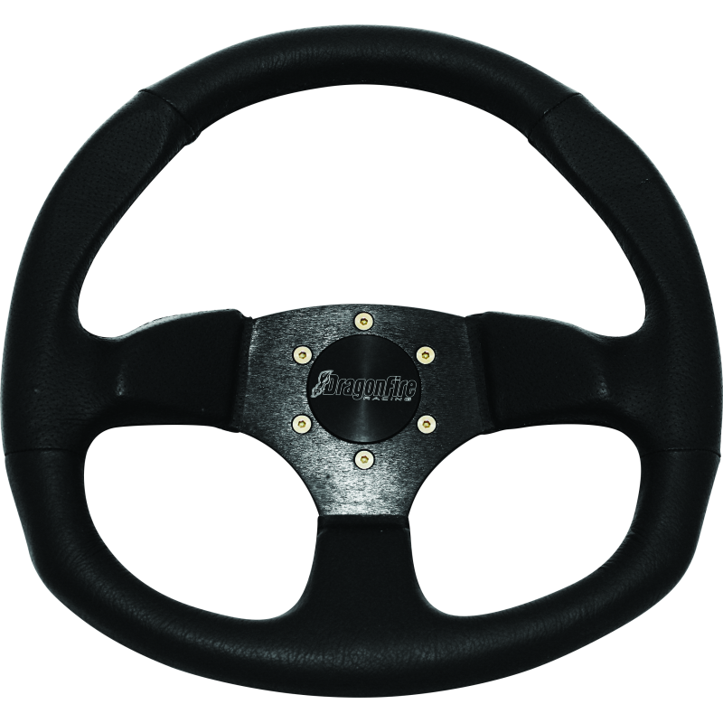 DragonFire Racing Steering Wheels - D-Shaped- Vinyl- Black- 0in offset