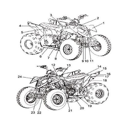 Polaris ATV Fender Decal, Rear, Right, Pink, Genuine OEM Part 7184936, Qty 1