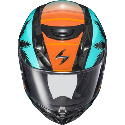 Exo R330 Full Face Helmet Tubbs Light Blue/Orange Lg