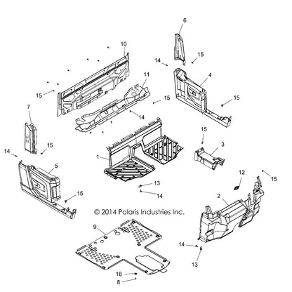 Polaris Ranger Rear Left Hand Fender With Rocker, Gloss Black - 5439007-070