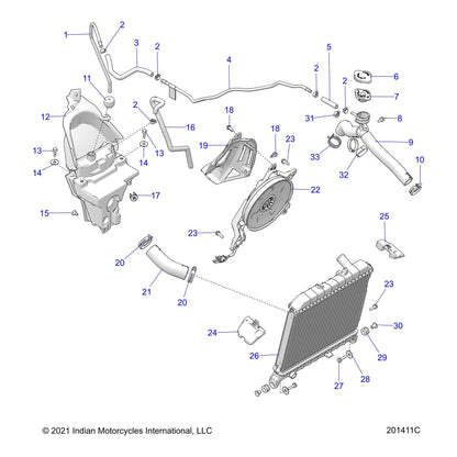 Indian Motorcycle RADIATOR,CORE, Genuine OEM Part 1241380, Qty 1