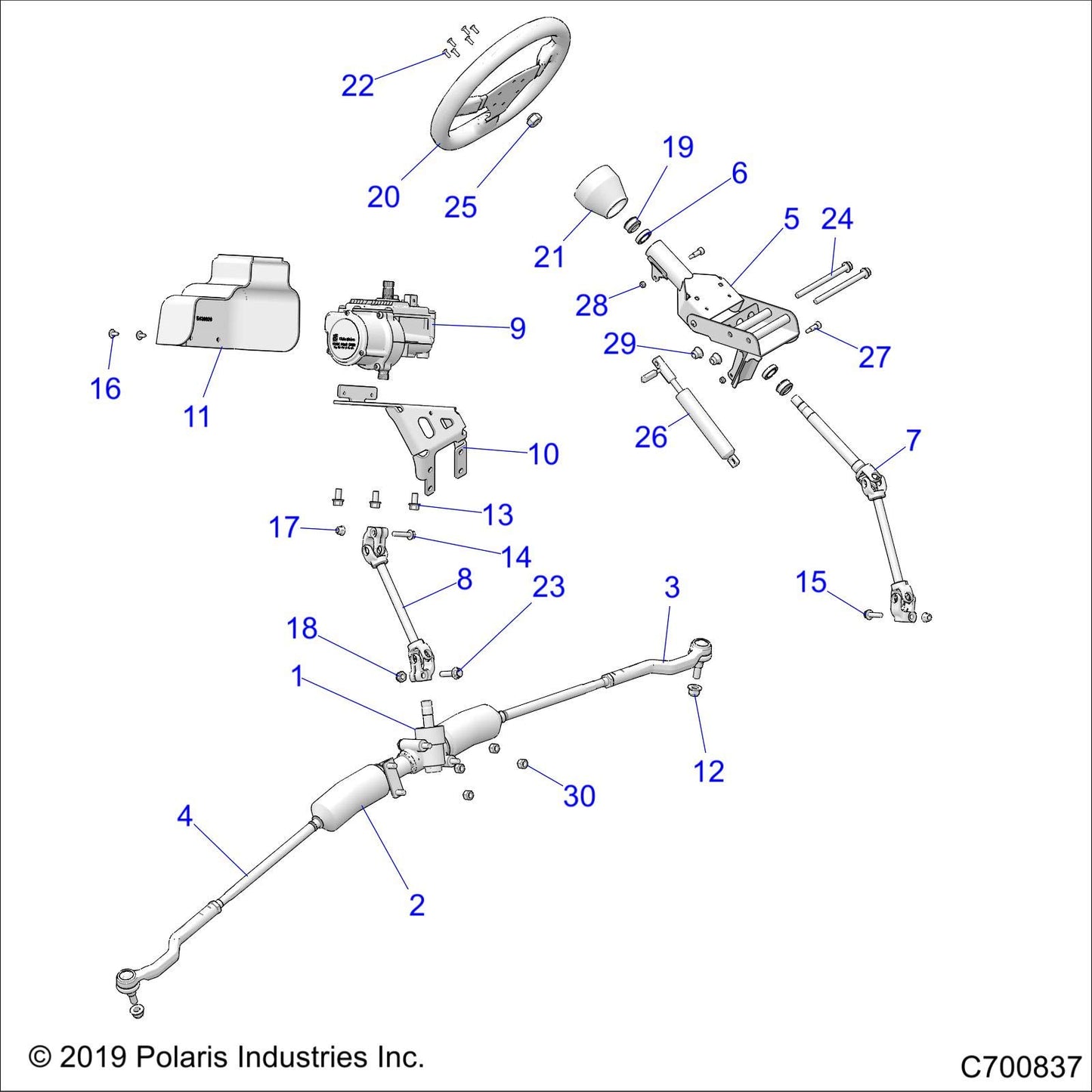 Polaris RZR Steering Wheel, Genuine OEM Part 1824729, Qty 1