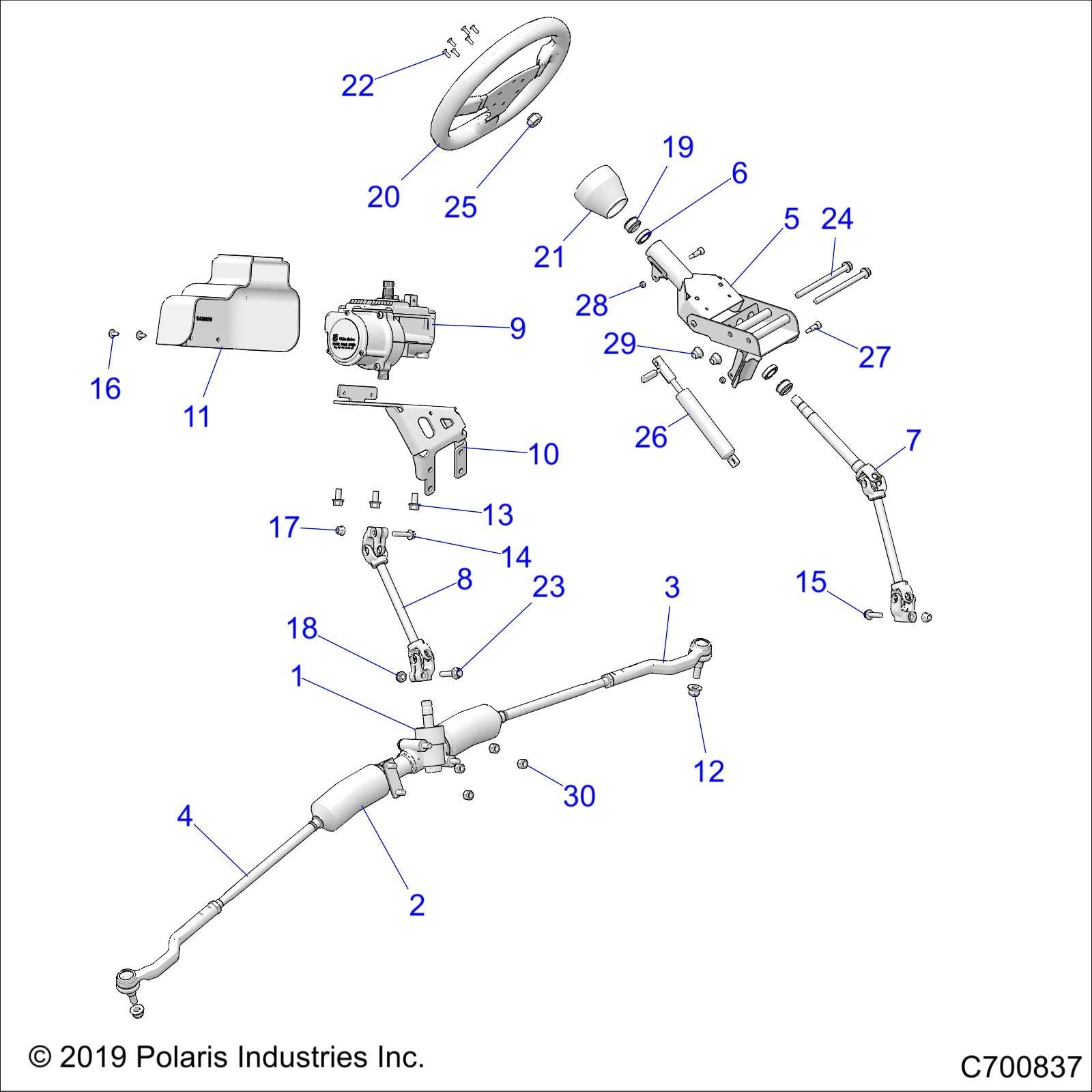 Polaris RZR Steering Wheel, Genuine OEM Part 1824729, Qty 1