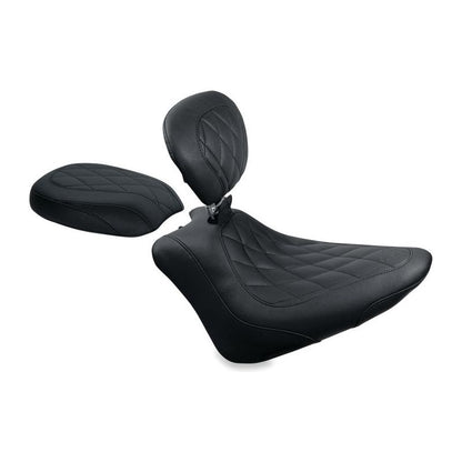 Mustang 11-13 Harley Blackline, 12-17 Slim/Slim S Wide Tripper Passenger Seat Diamond Stitch - Blac