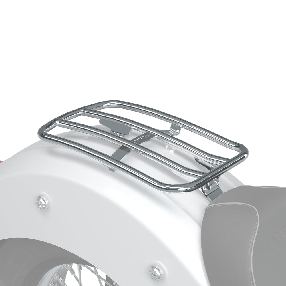 
                      
                        Indian Motorcycle Luggage Rack for Specific Scout Models, Chrome, Mounts On Motorcycle Rear Fender, Holds Up To 7 Lbs, Cargo Rack for Tail Bags for Motorcycles, Motorcycle Storage - 2890148-156
                      
                    