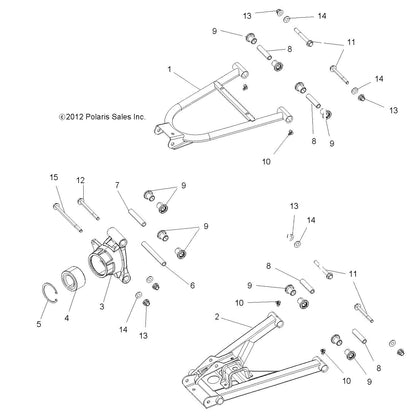 Polaris Ranger Control Arm Weld, Rear, Lower, Left, Orange, Genuine OEM Part 1018460-647, Qty 1