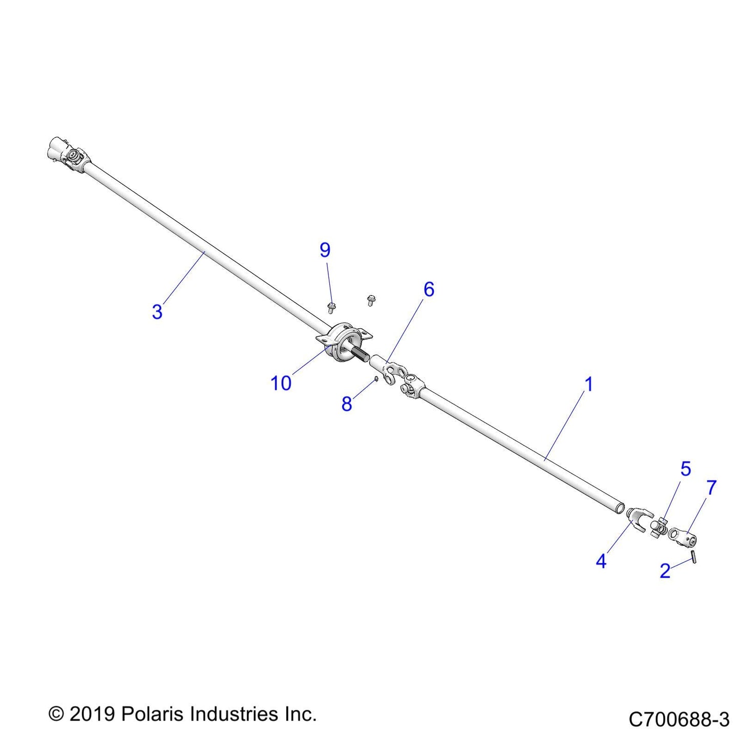 Polaris Ranger Front Propshaft Assembly, Genuine OEM Part 1333146, Qty 1