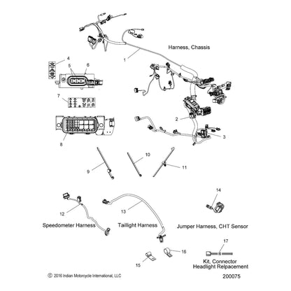 Indian Motorcycle Chassis Harness, 7 in, Genuine OEM Part 2413259, Qty 1
