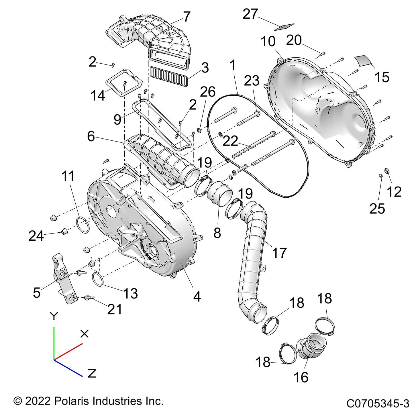 Polaris Ranger Clutch Cover Assembly, Outer, Genuine OEM Part 2637066, Qty 1