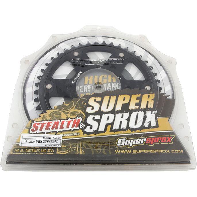 Rear Stealth Sprocket Alu/Stl 43t 520 Blk Kaw