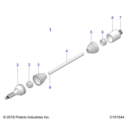 Polaris ATV Drive Shaft Assembly, Rear, 6 x 6, Sportsman, Genuine OEM Part 1333754, Qty 1