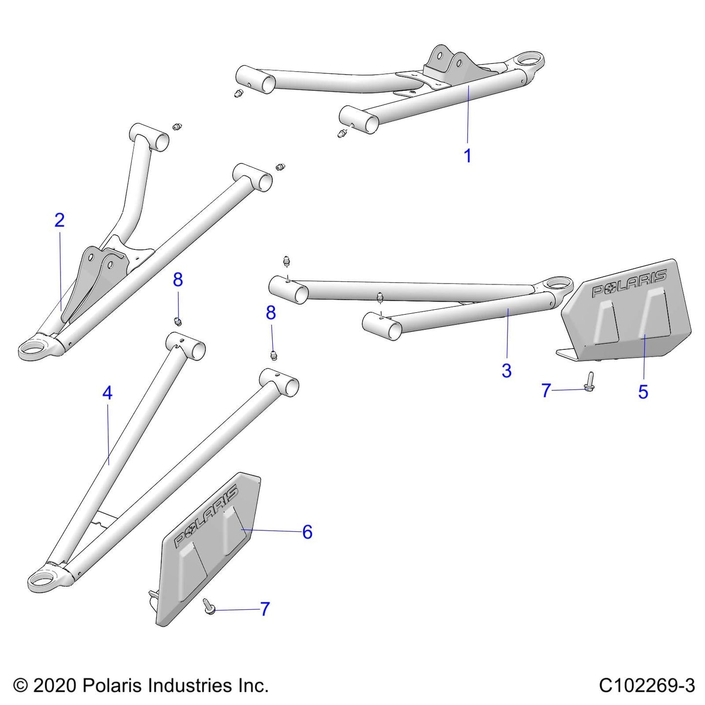Polaris ATV Control Arm Weld, Front, Lower, Right, Indy Red, Genuine OEM Part 1019811-293, Qty 1