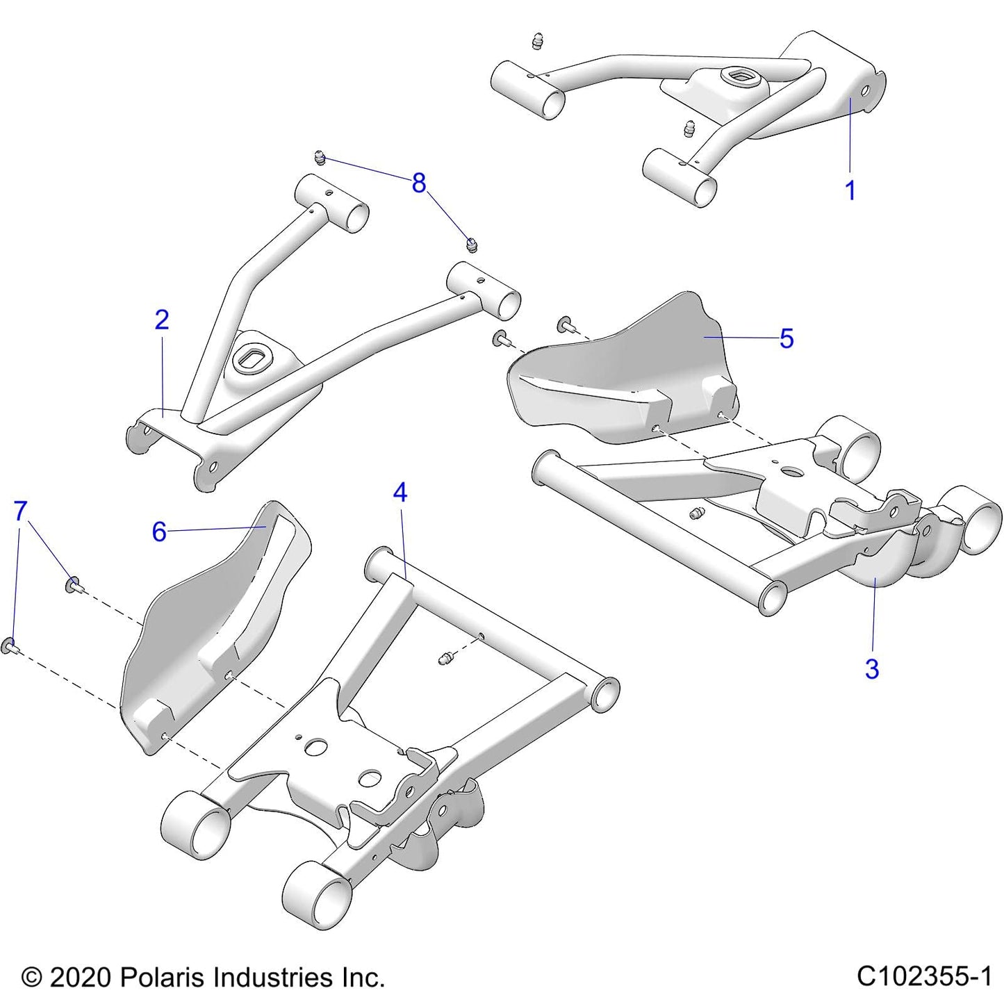 Polaris ATV Upper Control Arm, Left, Black, Genuine OEM Part 1017747-067, Qty 1