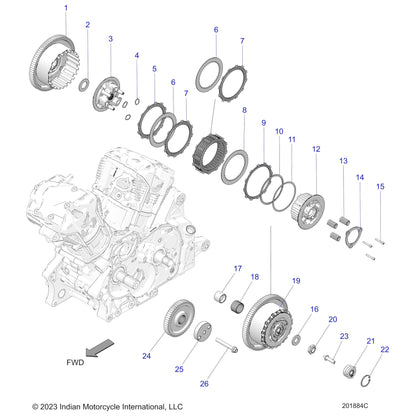Indian Motorcycle Hex Nut, 20 mm x 1.5 mm, Genuine OEM Part 7547477, Qty 1