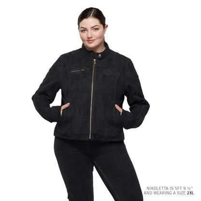 Indian Motorcycle Women's Cleveland Suede Jacket, Black - S - 283337102