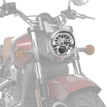 Indian Motorcycle Pathfinder Adaptive 5.75 LED Headlight Assembly, Chrome, for Scout, Scout Bobber, Scout Rogue, Scout Sixty Models and More, 15 Individual Beams, for Night Riding - 2884996-156