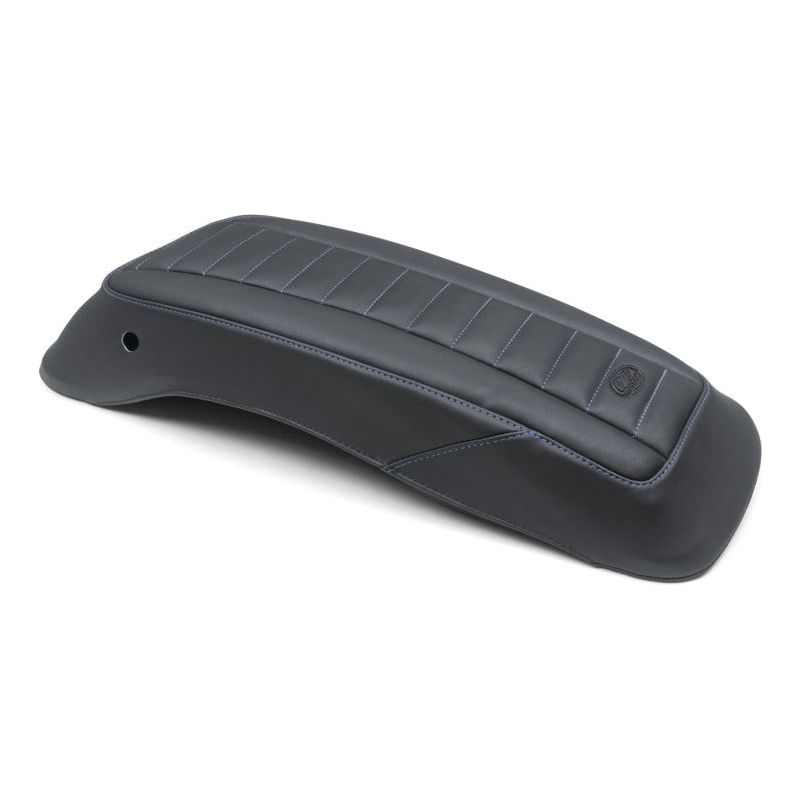 Mustang 14-23 HD FL Touring Saddlebag Lid Covers (Pair) Deluxe - Black w/ Blue Stitching