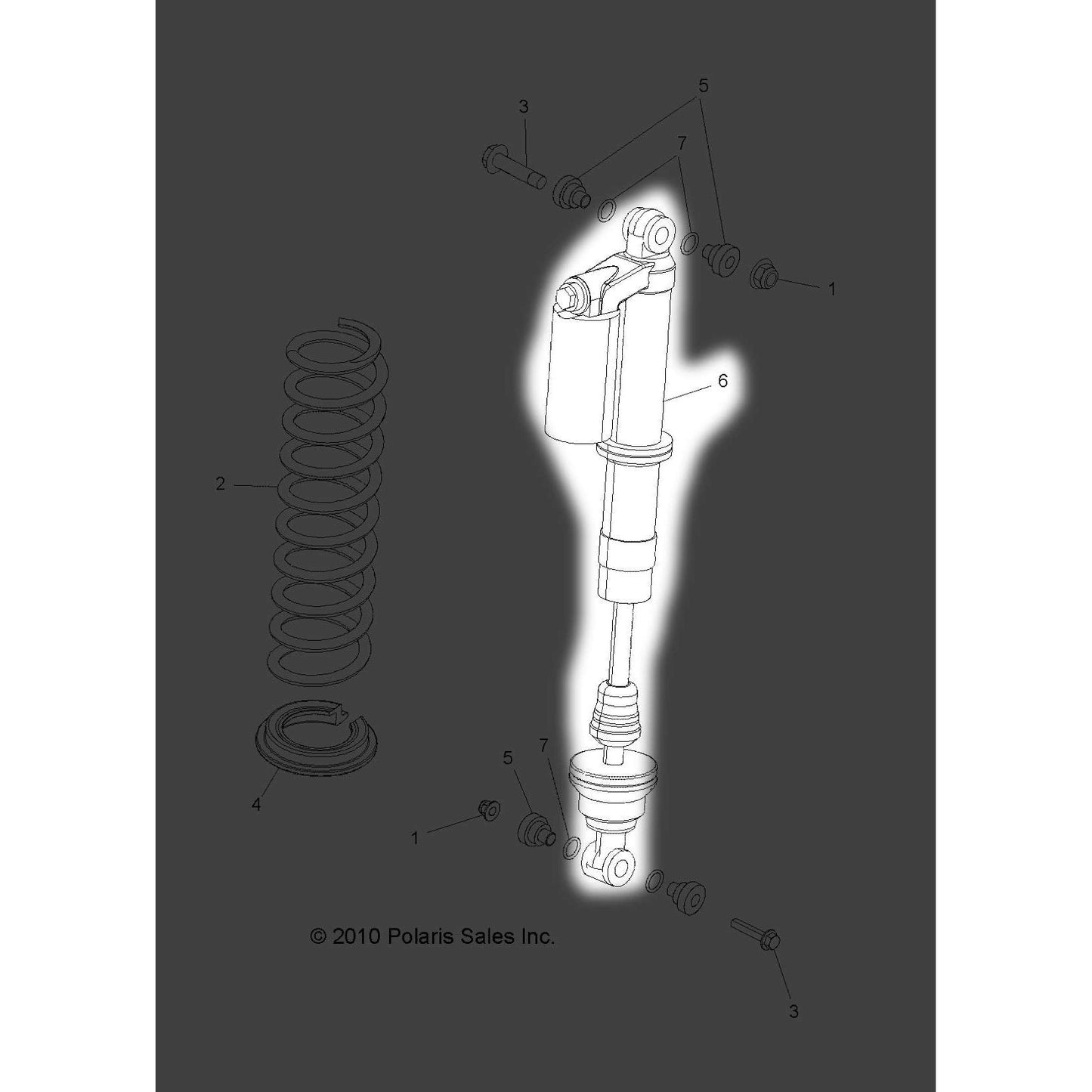 Polaris RZR SHOCK, FRONT, Genuine OEM Part 7043917, Qty 1