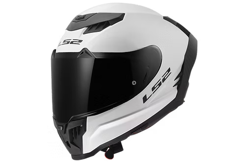 LS2 LIMITED EDITION SOLID - GLOSS WHITE SHELL/MATTE WEAVED CARBON & SPOILER - Dragon