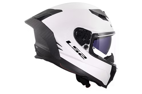 LS2 LIMITED EDITION SOLID - GLOSS WHITE SHELL/MATTE WEAVED CARBON & SPOILER - Dragon