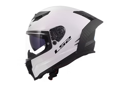 LS2 LIMITED EDITION SOLID - GLOSS WHITE SHELL/MATTE WEAVED CARBON & SPOILER - Dragon