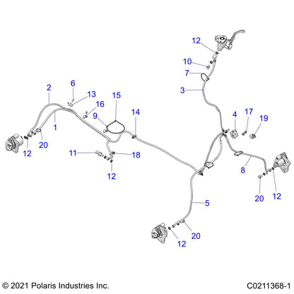 Polaris ATV Brake Line, JB to Rear Caliper, Genuine OEM Part 1913039, Qty 1