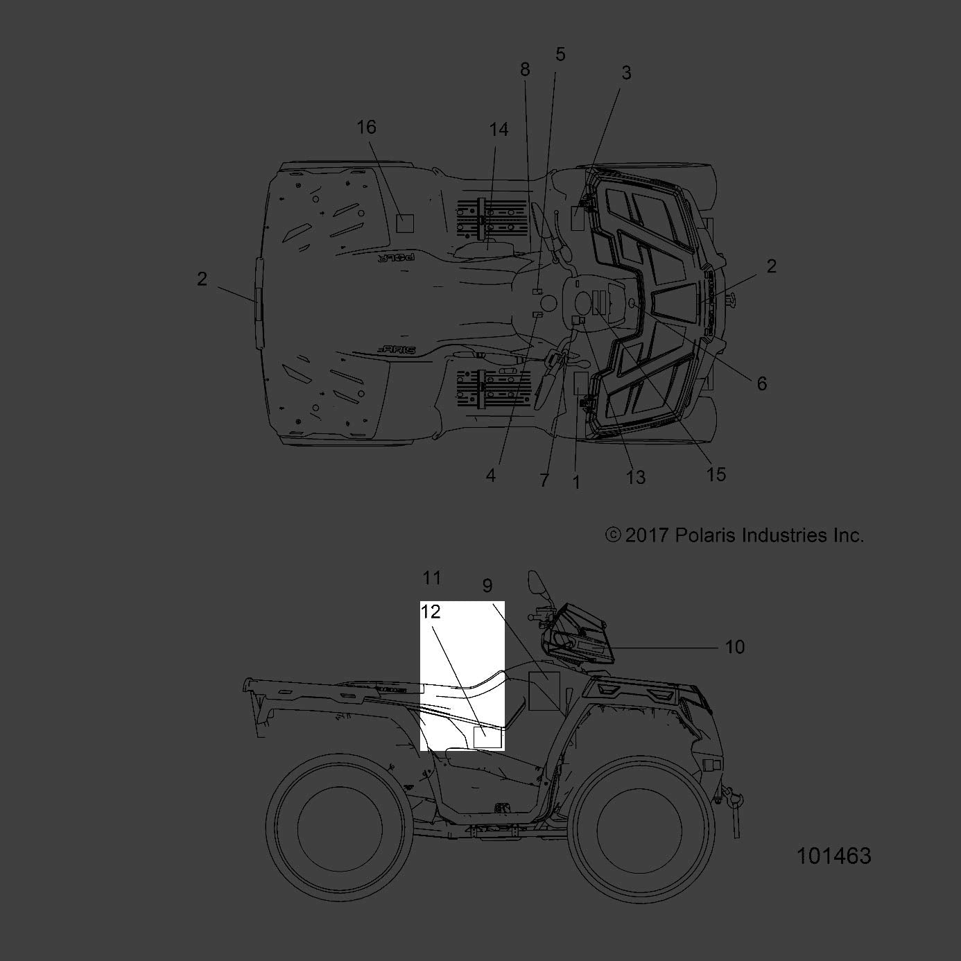 Polaris ATV Side Decal, Right, AWD, Genuine OEM Part 7184301, Qty 1
