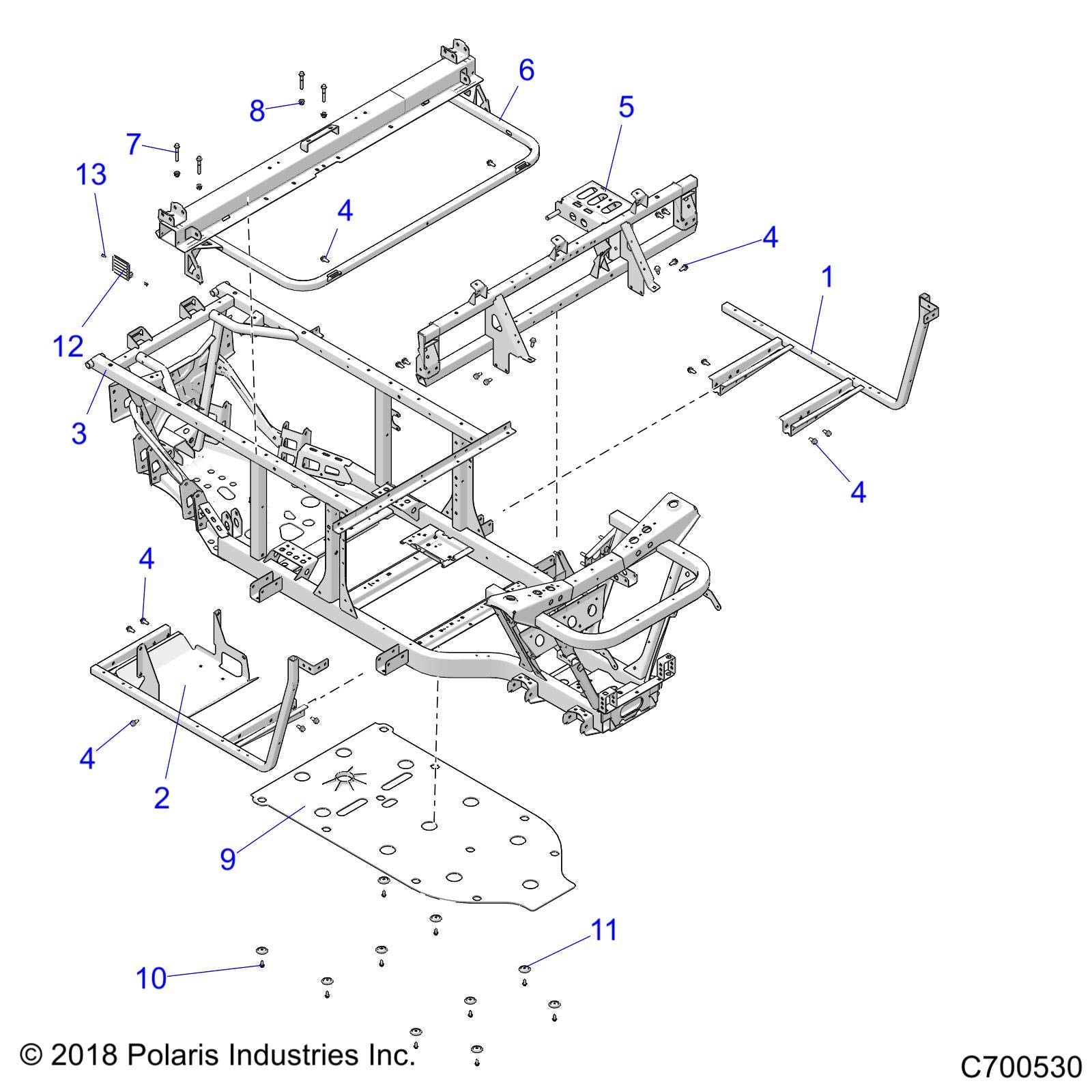 Polaris Ranger Floor Support Weld, Right, Black, Genuine OEM Part 1016255-329, Qty 1