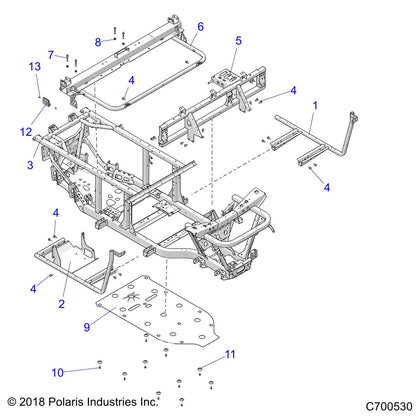 Polaris Ranger Floor Support Weld, Right, Black, Genuine OEM Part 1016255-329, Qty 1