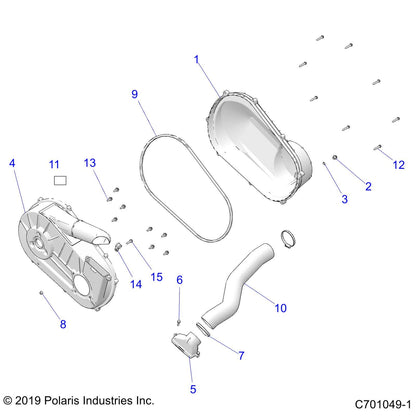 Polaris RZR Clutch Cover Assembly, Inner, Genuine OEM Part 2636954, Qty 1