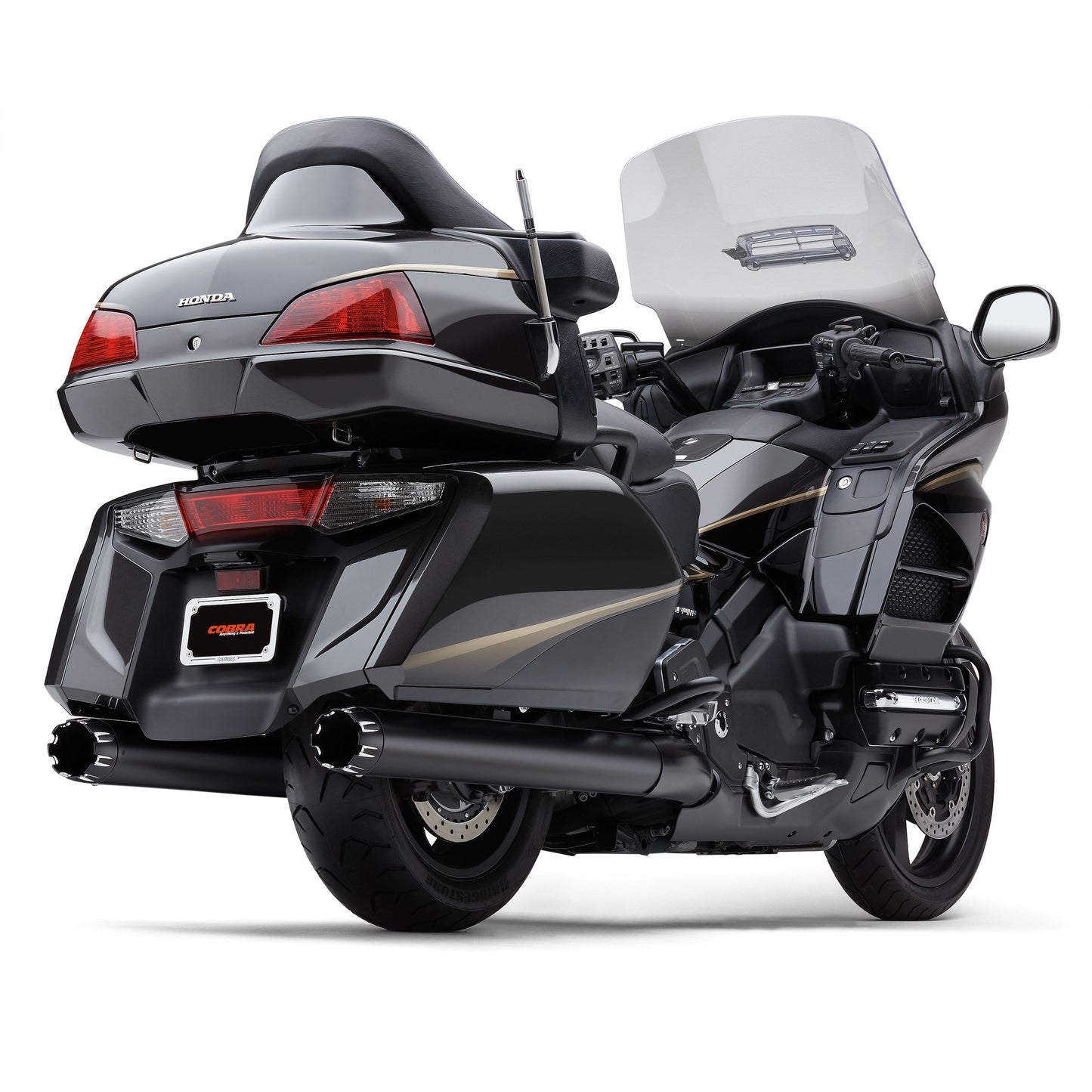 4" Slip On Dual Cut Tips Black Hon Gl1800/F6b