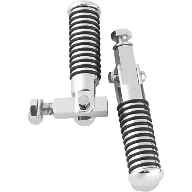 Bikers Choice 72-99 Big Twin & XL Chrome Block Mount O Ring Footpeg Kit 1/2-20 Thread